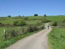 Cyclist arriving at the end of the strategic railway greenway