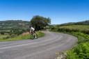 Cyclist on route from Nava to Villaviciosa