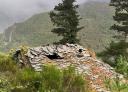 Slate roof of a ruined house in the abandoned village of Mourelle.