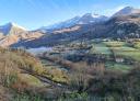 Views of the Aramo with snow-capped peaks and valley villages