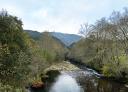 Panoramic image of the river Esva with vegetation on both banks