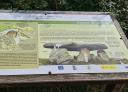 An information panel with illustrations and text describes the Merillés dolmen and its history.