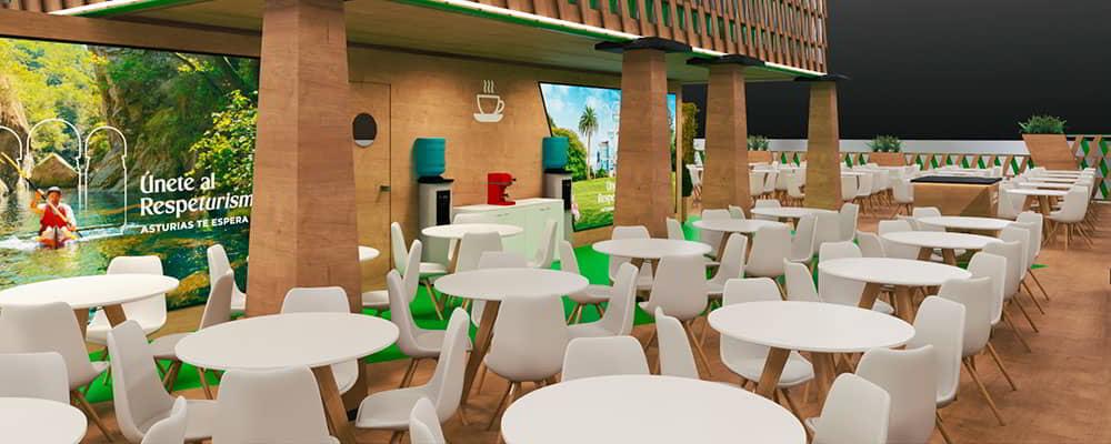 Stand space dedicated to professionals in the sector with work tables.