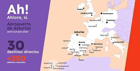 Imagen El Principado contará este año con la mayor oferta de plazas áreas de su historia: 1,6 millones de asientos en la temporada de verano