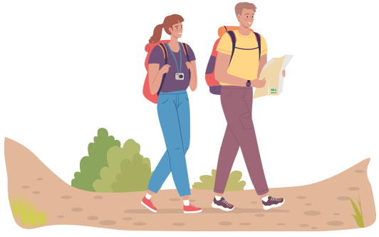Image of a drawing of two hikers.