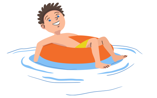 Image of a drawing of a child with a float in the water.