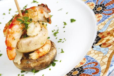 Imagen Champignons grillés avec crevettes