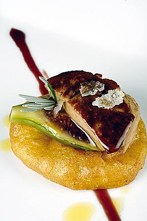 Imagen Biscotto di mais con fichi freschi e foie gras